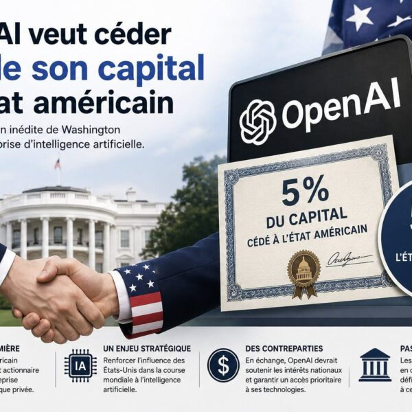 🤖 IA : OpenAI propose d’offrir 5 % de son capital à Washington pour apaiser les tensions